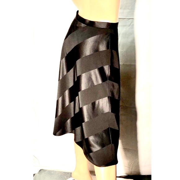 TALBOTS Petites Black Tonal Diagonal Wide Stripe A Line Knee Length Skirt~2 - Picture 7 of 10
